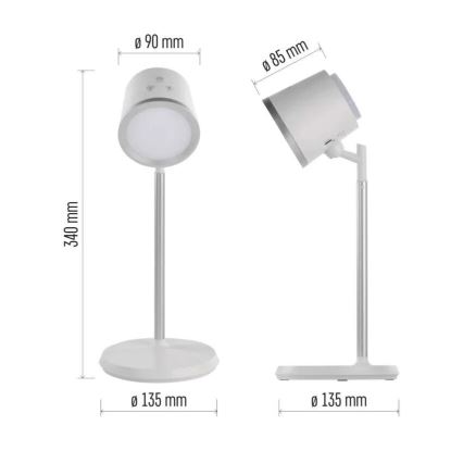 LED Ściemnialna akumulatorowa lampa stołowa 4w1 LED/6W/3,7V 3000K/4000K/6500K 1500mAh biały
