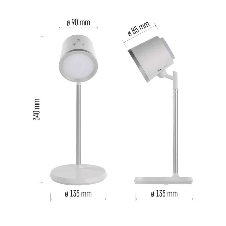 LED Ściemnialna akumulatorowa lampa stołowa 4w1 LED/6W/3,7V 3000K/4000K/6500K 1500mAh biały