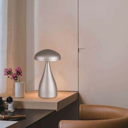 LED Ściemnialna akumulatorowa dotykowa lampa stołowa LED/1W/5V 3000-6000K 1800 mAh srebrna