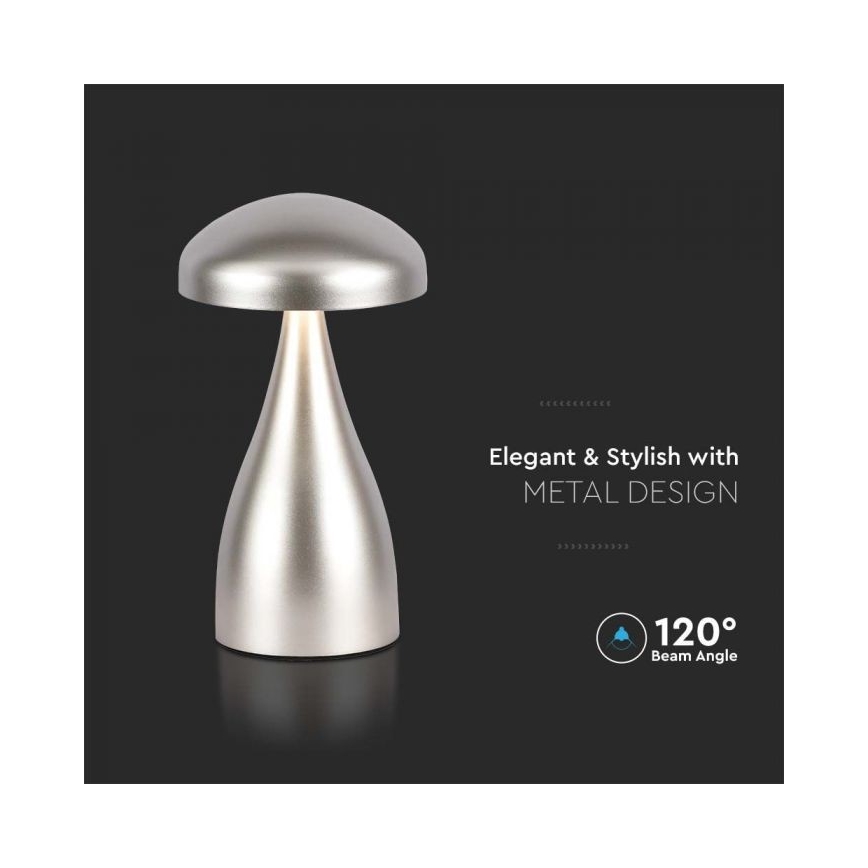 LED Ściemnialna akumulatorowa dotykowa lampa stołowa LED/1W/5V 3000-6000K 1800 mAh srebrna