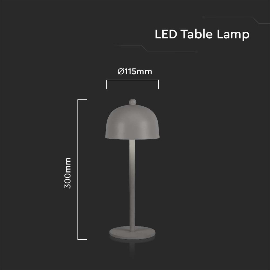 LED Ściemnialna akumulatorowa dotykowa lampa stołowa LED/1W/5V 3000-6000K 1800 mAh szara