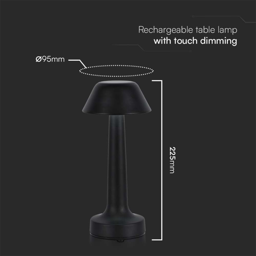 LED Ściemnialna akumulatorowa dotykowa lampa stołowa LED/1W/5V 3000-6000K 1800 mAh czarna