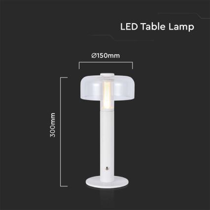 LED Ściemnialna akumulatorowa dotykowa lampka stołowa LED/1W/5V 3000K 1800 mAh białe