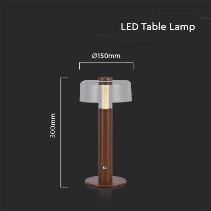 LED Ściemnialna akumulatorowa dotykowa lampa stołowa LED/1W/5V 3000K 1800 mAh brązowa