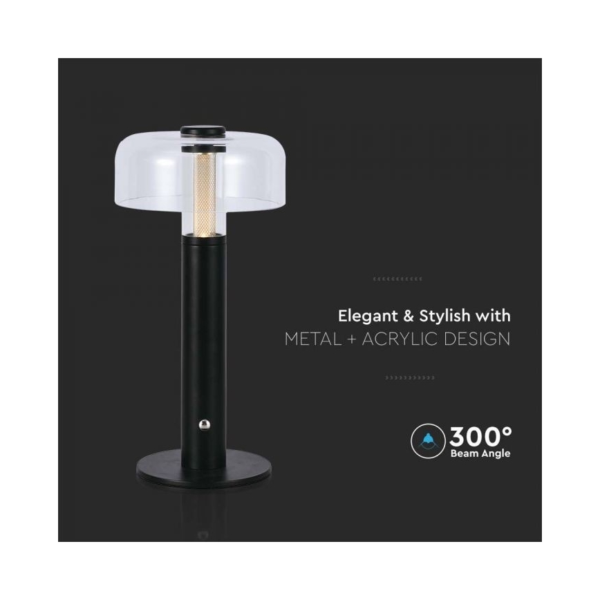 LED Ściemnialna akumulatorowa dotykowa lampka stołowa LED/1W/5V 3000K 1800 mAh czarna