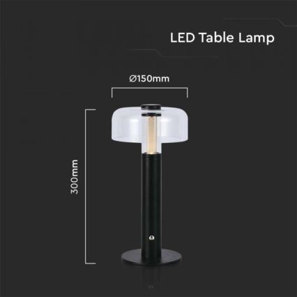 LED Ściemnialna akumulatorowa dotykowa lampka stołowa LED/1W/5V 3000K 1800 mAh czarna