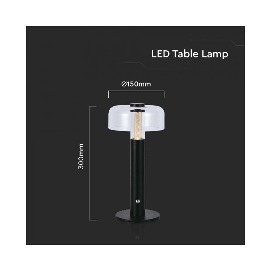 LED Ściemnialna akumulatorowa dotykowa lampka stołowa LED/1W/5V 3000K 1800 mAh czarna