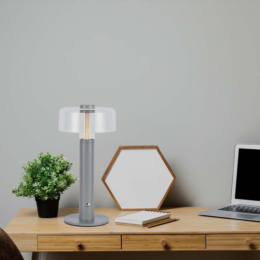LED Ściemnialna akumulatorowa lampa stołowa LED/1W/5V 3000K 1800 mAh szara