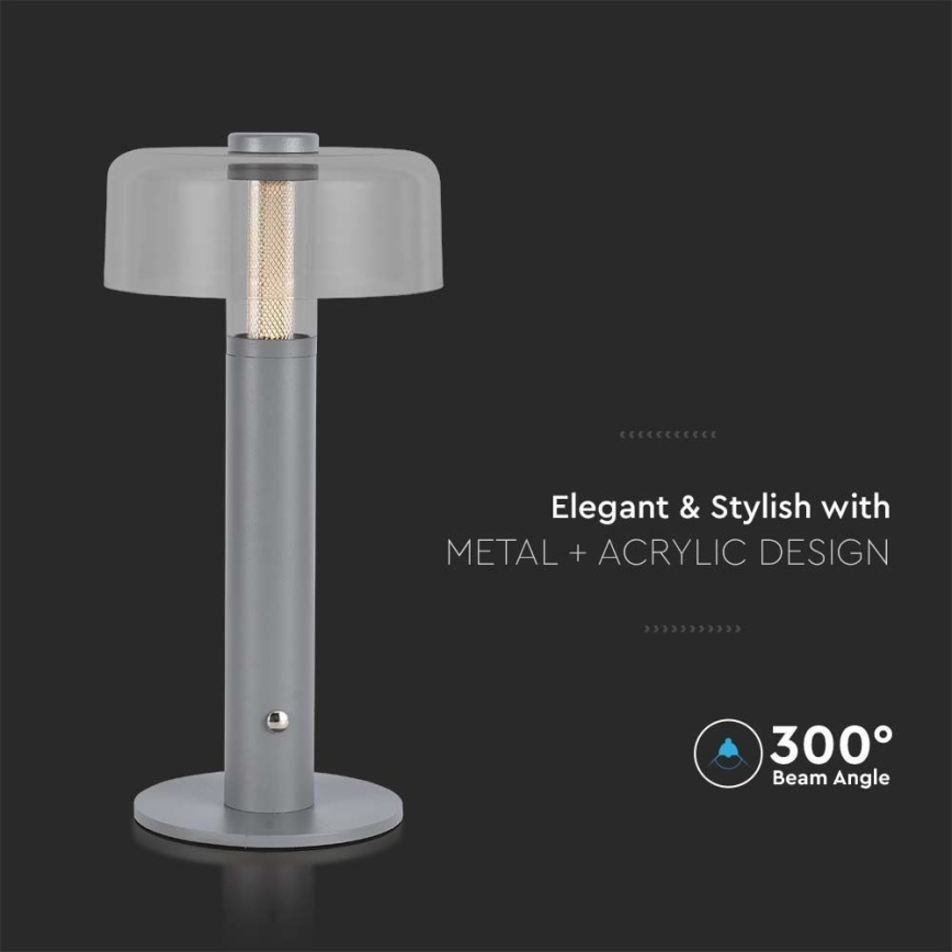 LED Ściemnialna akumulatorowa lampa stołowa LED/1W/5V 3000K 1800 mAh szara