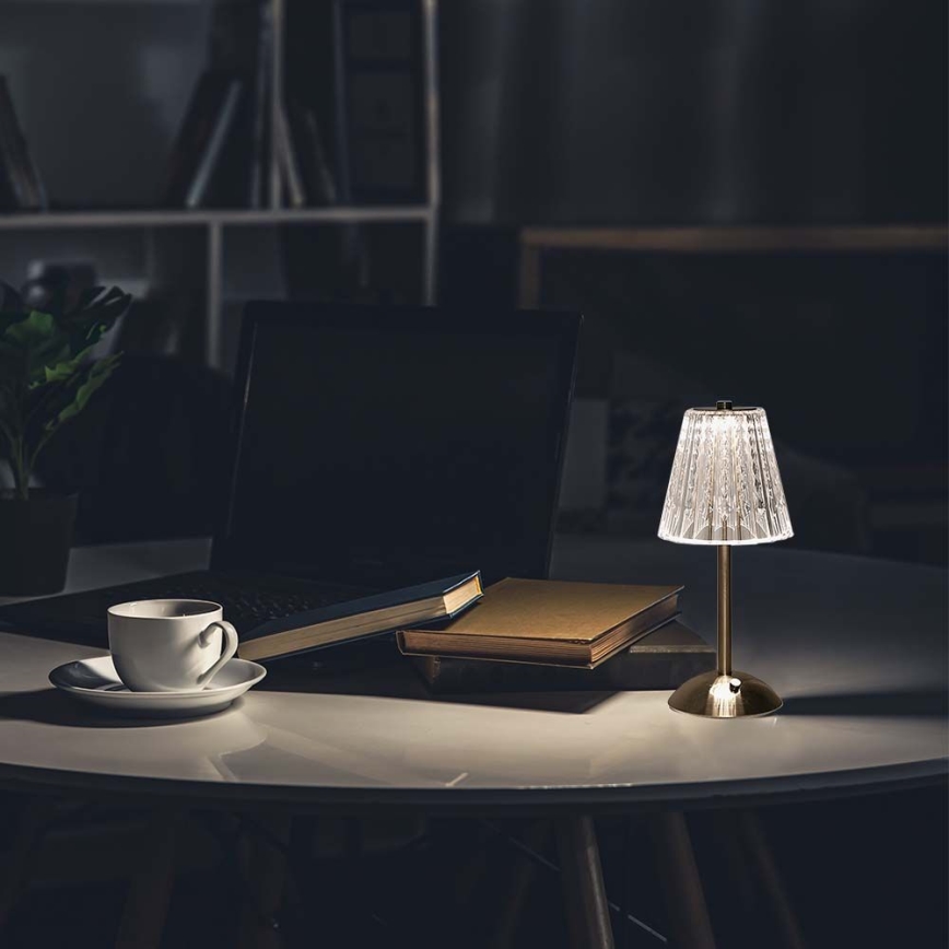 LED Ściemnialna ładowalna dotykowa Lampa stołowa LED/2,4W/5V 3000-6000K 1800 mAh chrom błyszczący