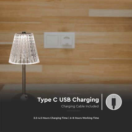 LED Ściemnialna ładowalna dotykowa Lampa stołowa LED/2,4W/5V 3000-6000K 1800 mAh chrom błyszczący