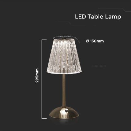 LED Ściemnialna ładowalna dotykowa Lampa stołowa LED/2,4W/5V 3000-6000K 1800 mAh chrom błyszczący