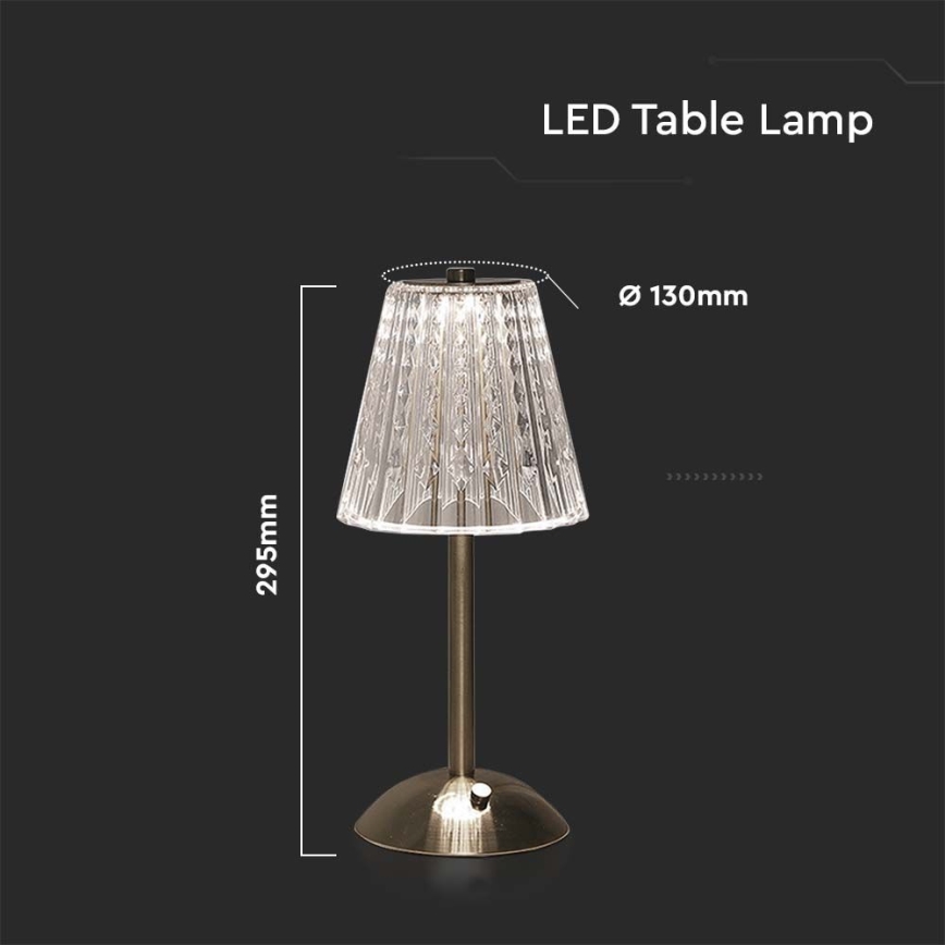 LED Ściemnialna ładowalna dotykowa Lampa stołowa LED/2,4W/5V 3000-6000K 1800 mAh chrom błyszczący