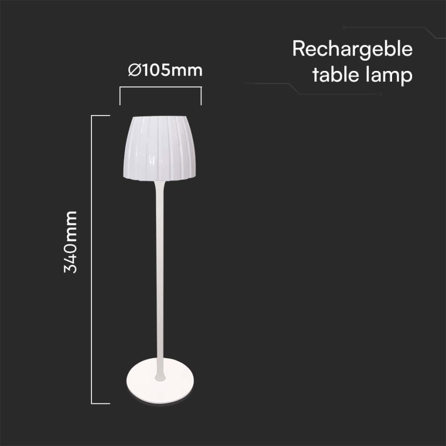 LED Ściemnialna akumulatorowa dotykowa lampka stołowa LED/2,7W/5V 3000/4000/6000K 1800 mAh biała