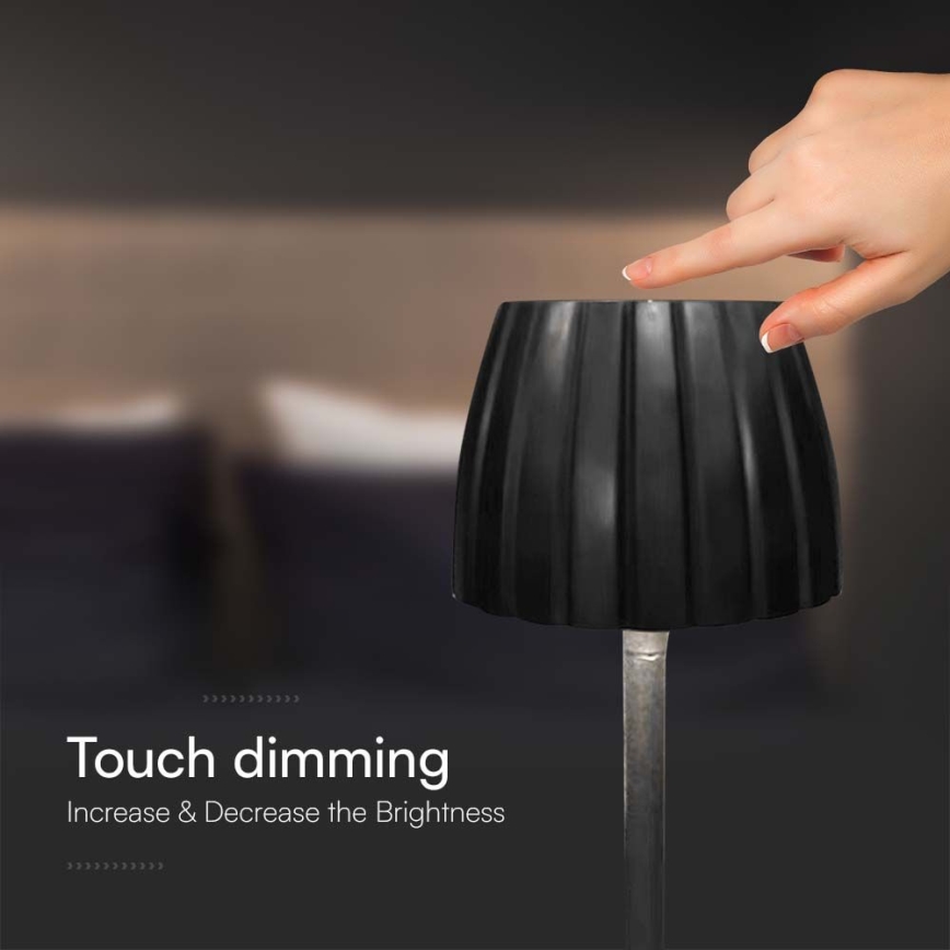 LED Ściemnialna akumulatorowa dotykowa lampka stołowa LED/2,7W/5V 3000/4000/6000K 1800 mAh czarna