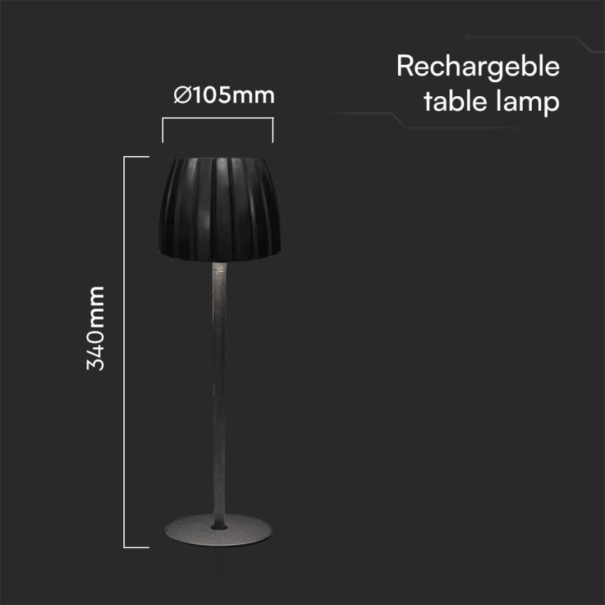 LED Ściemnialna akumulatorowa dotykowa lampka stołowa LED/2,7W/5V 3000/4000/6000K 1800 mAh czarna