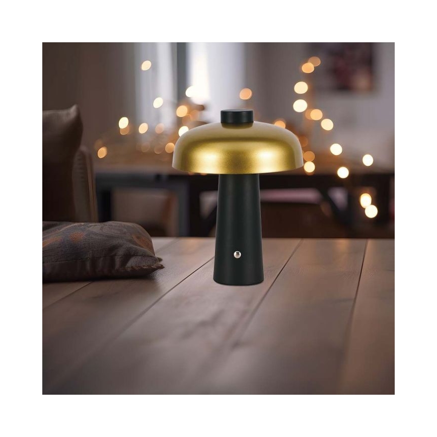 LED Ściemnialna akumulatorowa dotykowa lampa stołowa LED/3W/5V 3000-6000K 1800 mAh czarne/złoty