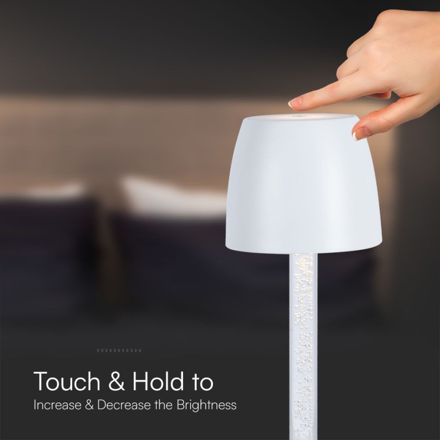 LED Ściemnialna ładowalny dotykowa Lampa stołowa LED/3W/5V 3000K 1800 mAh biały