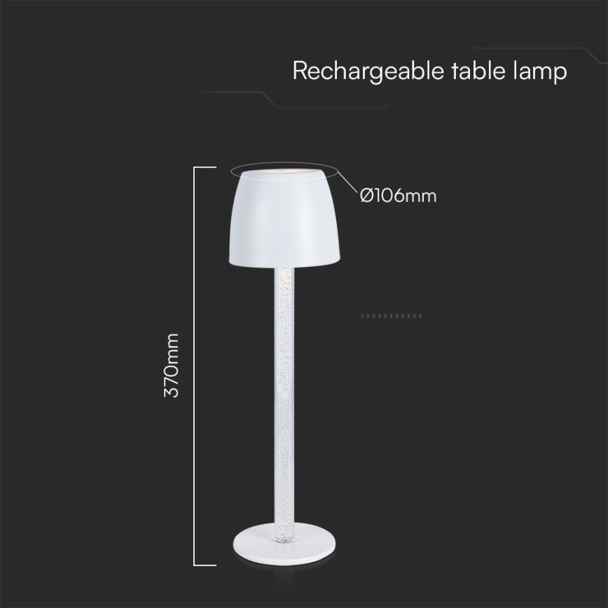 LED Ściemnialna ładowalny dotykowa Lampa stołowa LED/3W/5V 3000K 1800 mAh biały