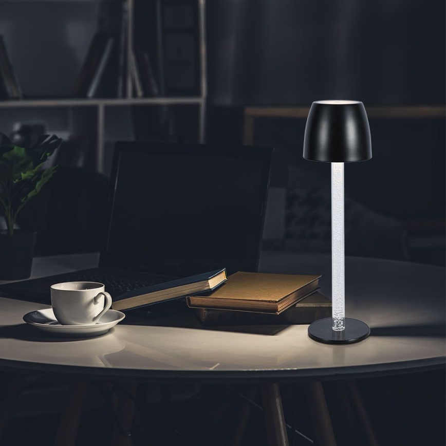 LED Ściemnialna ładowalna dotykowa Lampa stołowa LED/3W/5V 3000K 1800 mAh czarny