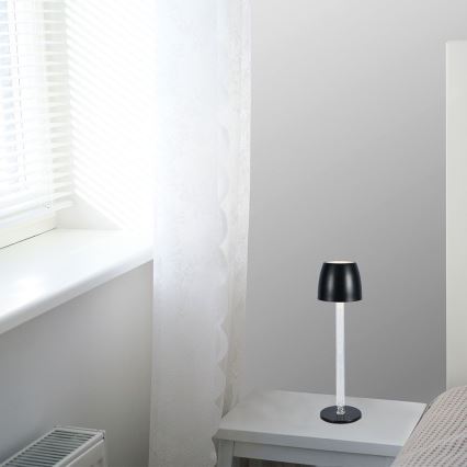 LED Ściemnialna ładowalna dotykowa Lampa stołowa LED/3W/5V 3000K 1800 mAh czarny
