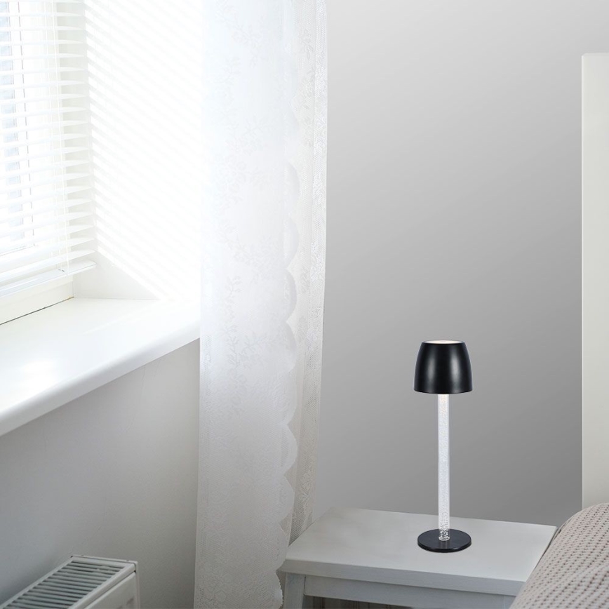 LED Ściemnialna ładowalna dotykowa Lampa stołowa LED/3W/5V 3000K 1800 mAh czarny