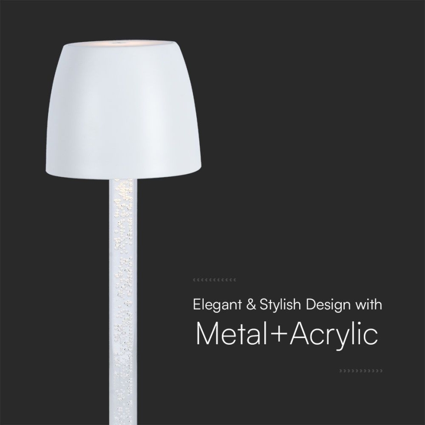 LED Ściemnialna ładowalna dotykowa Lampa stołowa LED/3W/5V 3000K 1800 mAh czarny