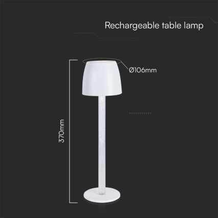 LED Ściemnialna ładowalna dotykowa Lampa stołowa LED/3W/5V 3000K 1800 mAh czarny
