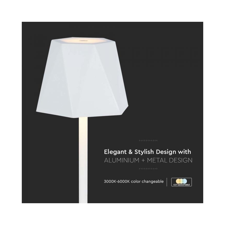LED Ściemnialna akumulatorowa dotykowa lampa stołowa LED/4W/5V 3000-6000K 1800 mAh biała