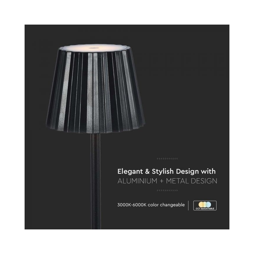 LED Ściemnialna akumulatorowa dotykowa lampa stołowa LED/4W/5V 3000-6000K 1800 mAh czarna