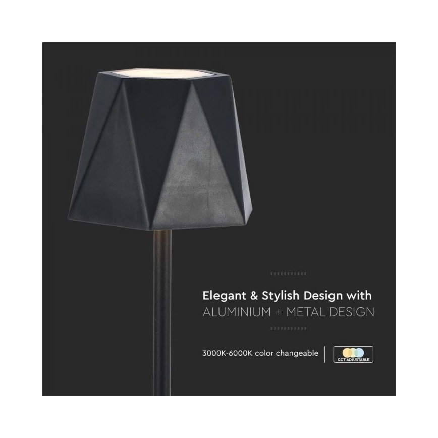 LED Ściemnialna akumulatorowa dotykowa lampa stołowa LED/4W/5V 3000-6000K 1800 mAh czarna