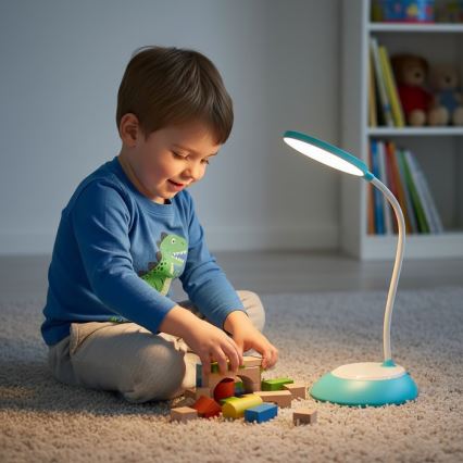 LED Ściemnialna akumulatorowa lampa stołowa VISUA LED/5W/5V 3000-5000K 1200 mAh niebieska