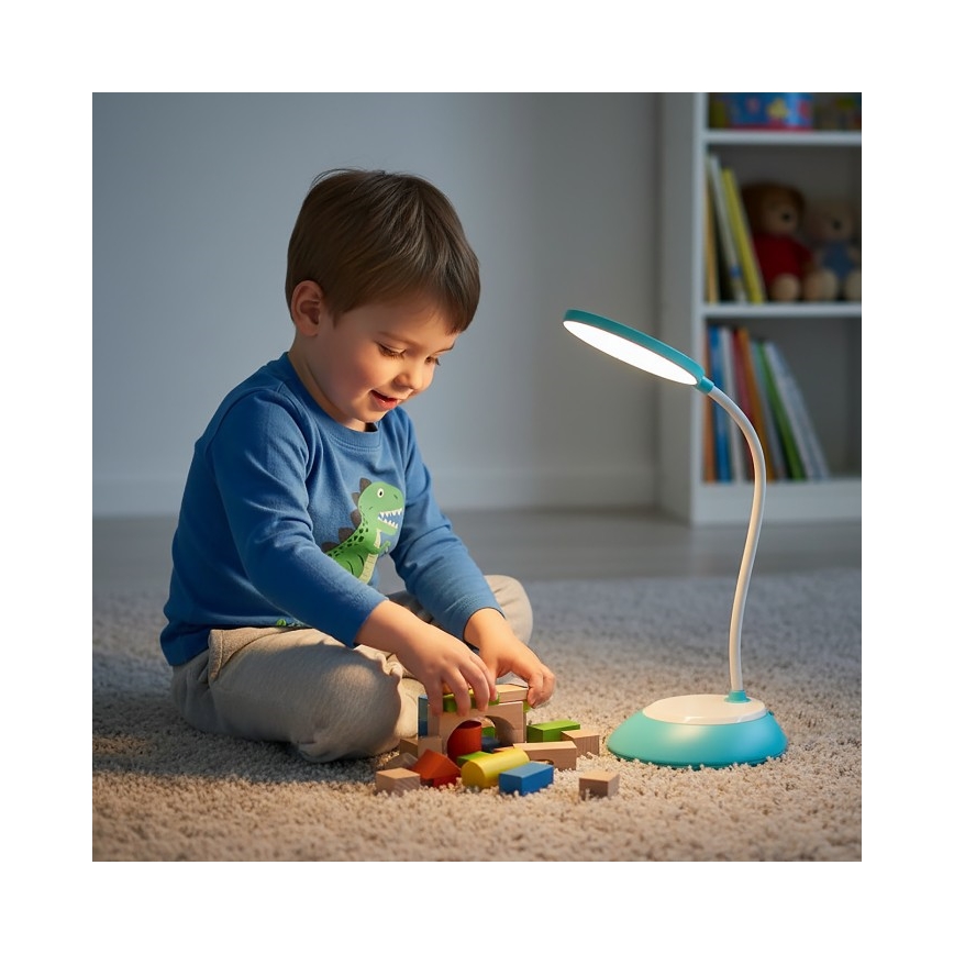 LED Ściemnialna akumulatorowa lampa stołowa VISUA LED/5W/5V 3000-5000K 1200 mAh niebieska
