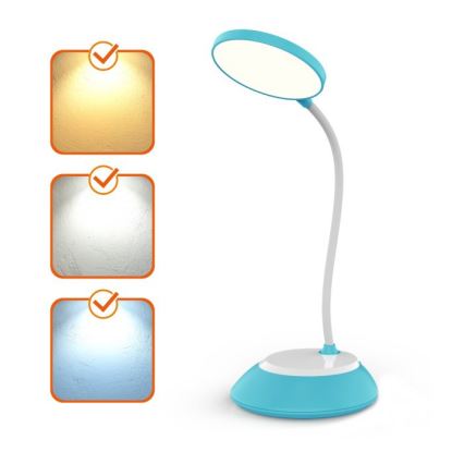 LED Ściemnialna akumulatorowa lampa stołowa VISUA LED/5W/5V 3000-5000K 1200 mAh niebieska