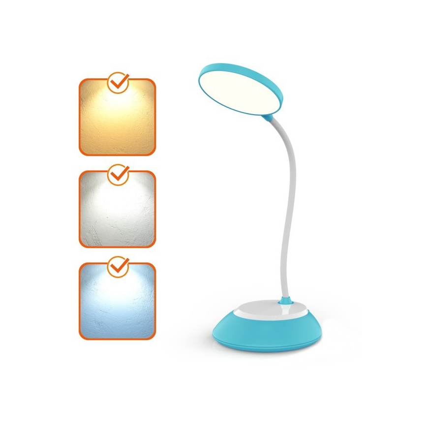 LED Ściemnialna akumulatorowa lampa stołowa VISUA LED/5W/5V 3000-5000K 1200 mAh niebieska