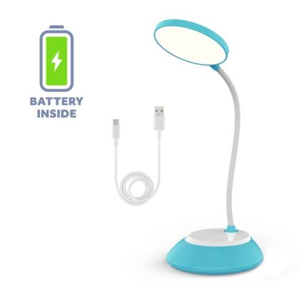 LED Ściemnialna akumulatorowa lampa stołowa VISUA LED/5W/5V 3000-5000K 1200 mAh niebieska