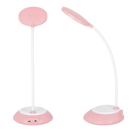 LED Ściemnialna akumulatorowa lampa stołowa VISUA LED/5W/5V 3000-5000K 1200 mAh różowa