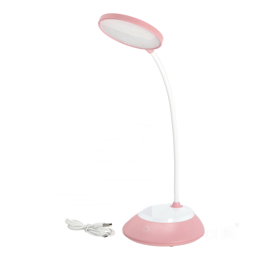 LED Ściemnialna akumulatorowa lampa stołowa VISUA LED/5W/5V 3000-5000K 1200 mAh różowa