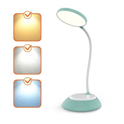 LED Ściemnialna akumulatorowa lampa stołowa VISUA LED/5W/5V 3000-5000K 1200 mAh turkusowa