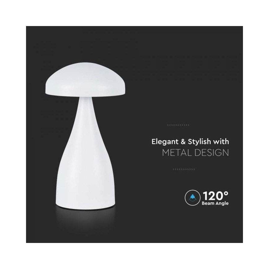 LED Ściemnialna akumulatorowa dotykowa lampka stołowa LED/1W/5V 3000-6000K 1800 mAh biała