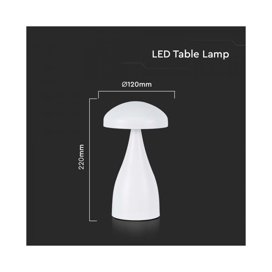LED Ściemnialna akumulatorowa dotykowa lampka stołowa LED/1W/5V 3000-6000K 1800 mAh biała