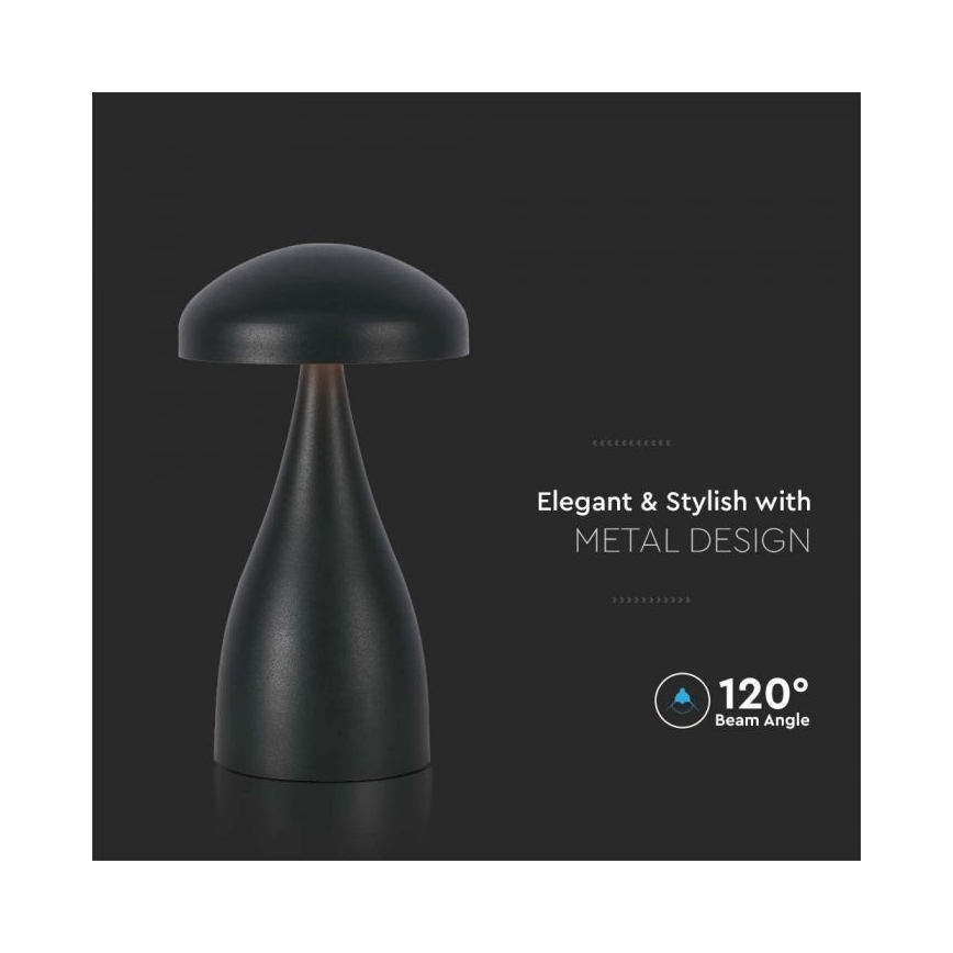 LED Ściemnialna akumulatorowa dotykowa lampka stołowa LED/1W/5V 3000-6000K 1800 mAh czarna