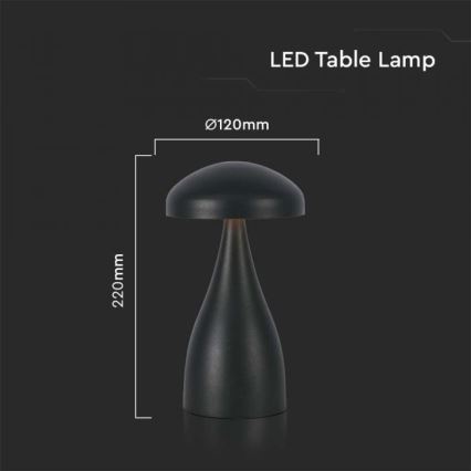 LED Ściemnialna akumulatorowa dotykowa lampka stołowa LED/1W/5V 3000-6000K 1800 mAh czarna