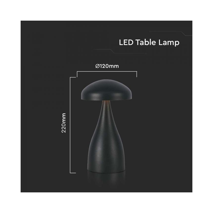LED Ściemnialna akumulatorowa dotykowa lampka stołowa LED/1W/5V 3000-6000K 1800 mAh czarna