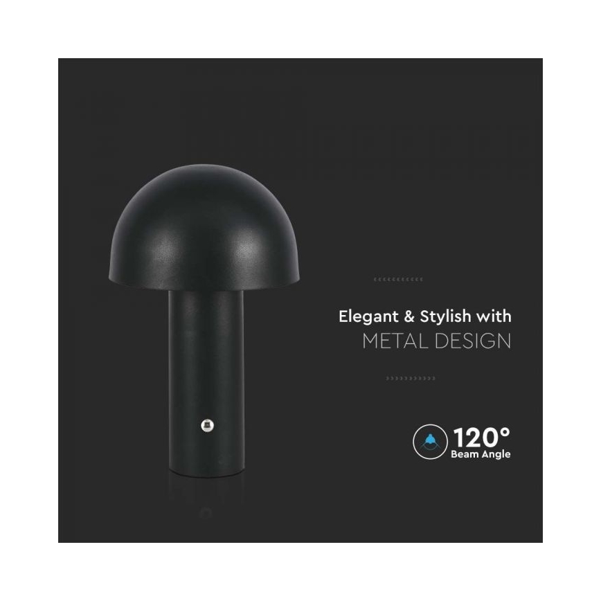 LED Ściemnialna akumulatorowa dotykowa lampka stołowa LED/1W/5V 3000-6000K 1800 mAh czarna