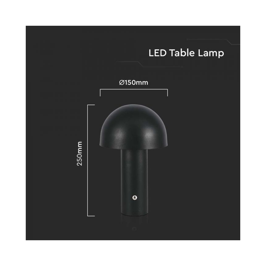 LED Ściemnialna akumulatorowa dotykowa lampka stołowa LED/1W/5V 3000-6000K 1800 mAh czarna