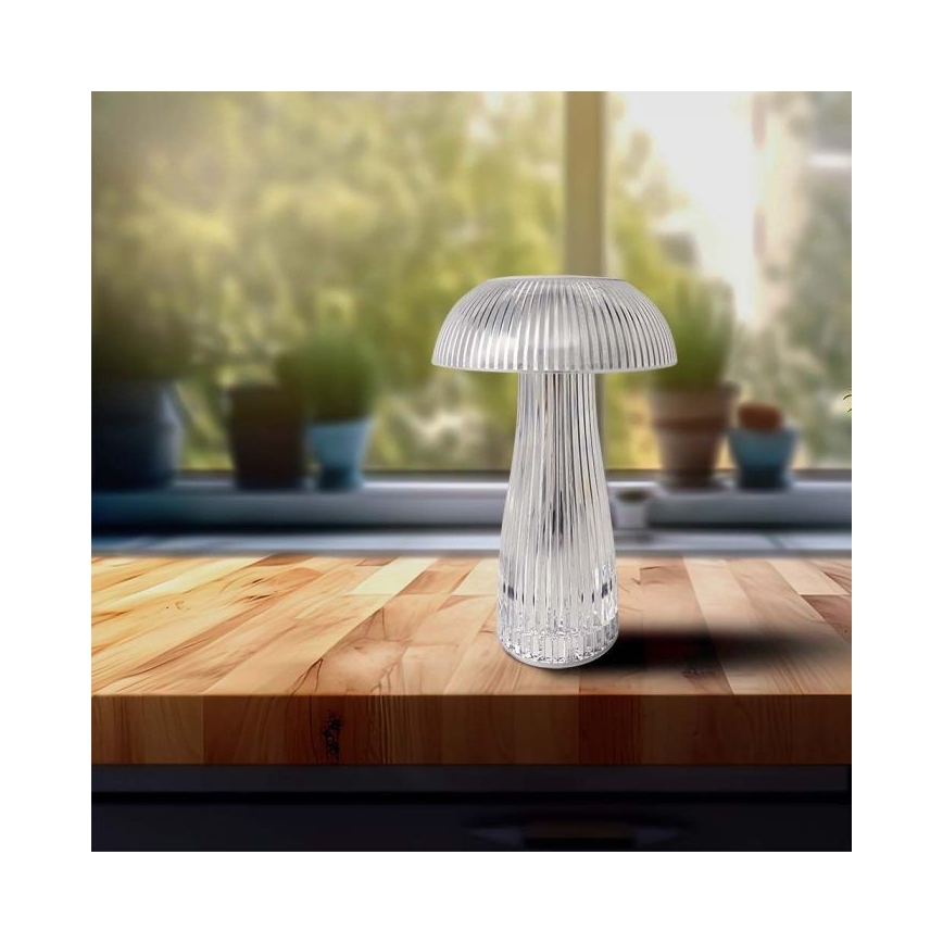 LED Ściemnialna akumulatorowa dotykowa lampka stołowa LED/1W/5V 3000-6000K 1800 mAh przezroczysta