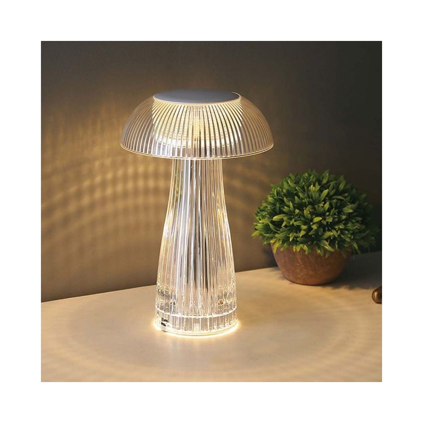 LED Ściemnialna akumulatorowa dotykowa lampka stołowa LED/1W/5V 3000-6000K 1800 mAh przezroczysta