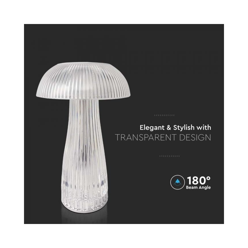 LED Ściemnialna akumulatorowa dotykowa lampka stołowa LED/1W/5V 3000-6000K 1800 mAh przezroczysta