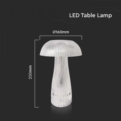 LED Ściemnialna akumulatorowa dotykowa lampka stołowa LED/1W/5V 3000-6000K 1800 mAh przezroczysta